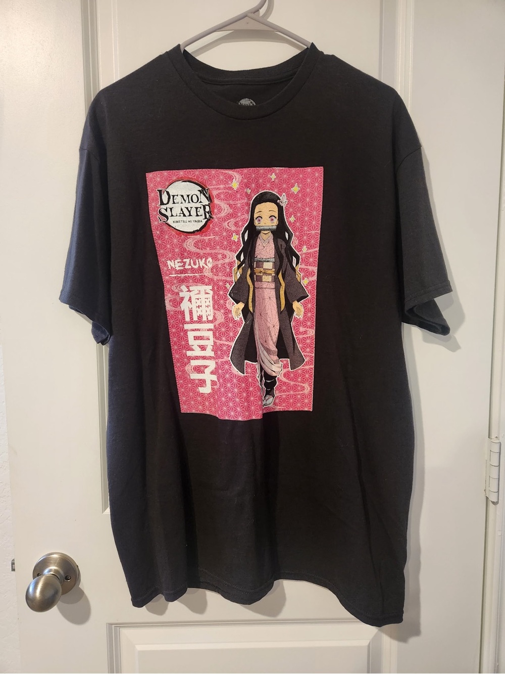 Demon Slayer Nezuko Graphic Tee - Black with Pink Panel